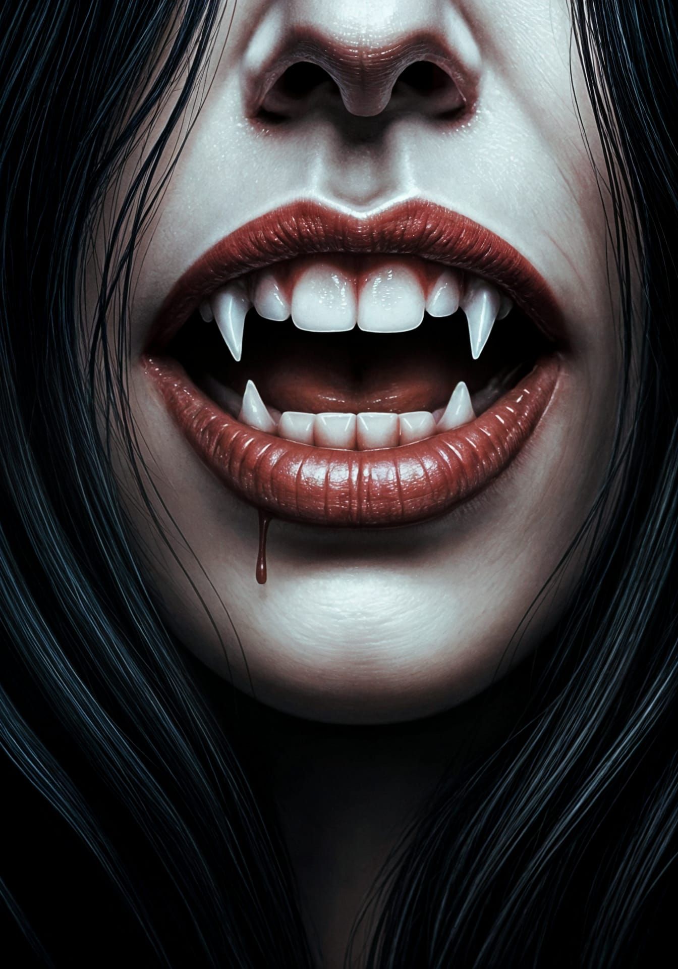 Vampiress Mouth Ultra Macro Shot: Vivid Dark Art