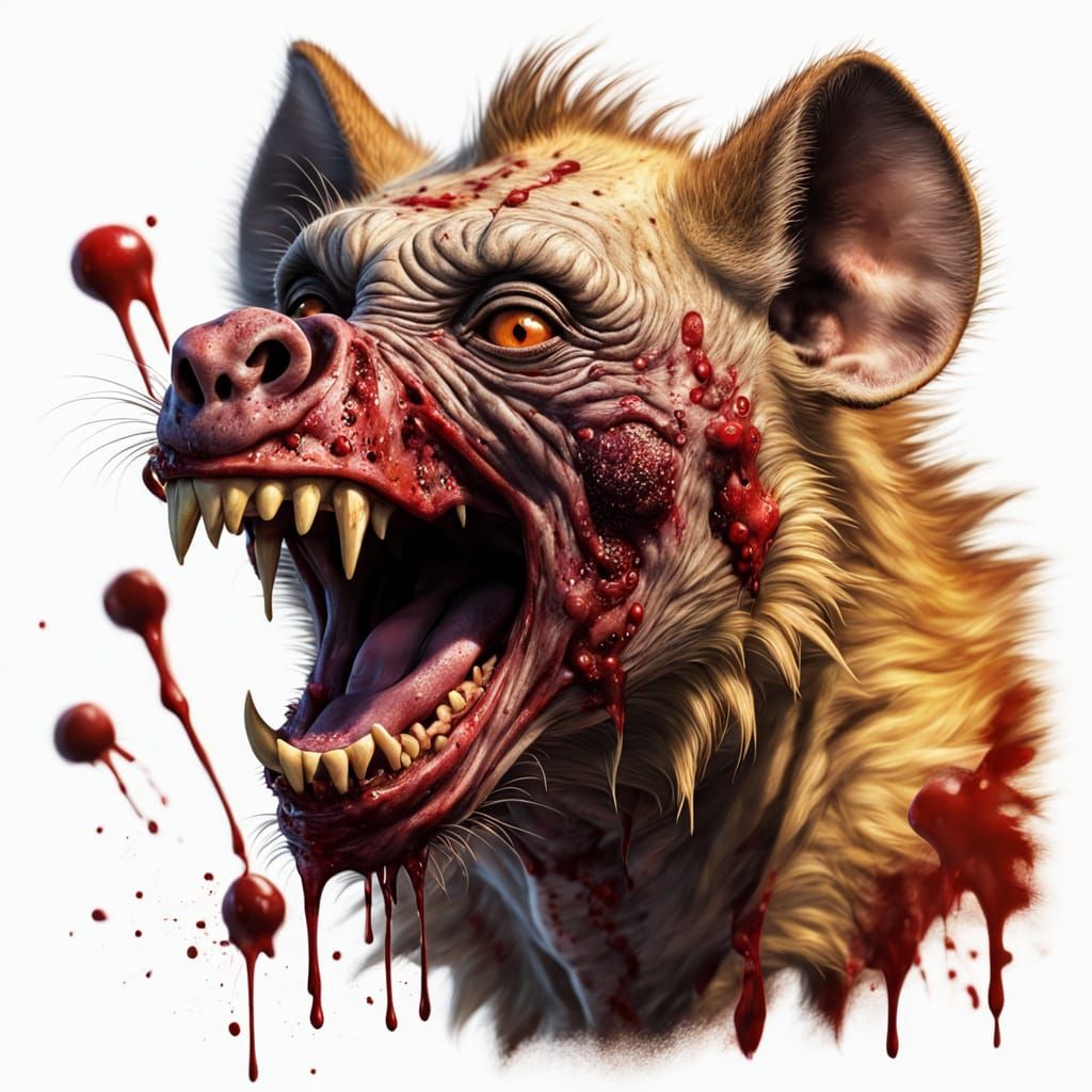 Hyper-Realistic Zombie Hybrid Creature Laughing Close-Up