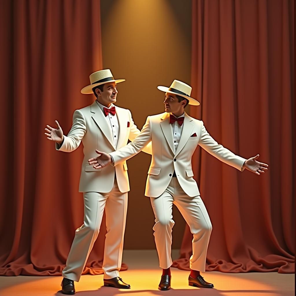 Men in 19th-Century Attire Pose in Unison