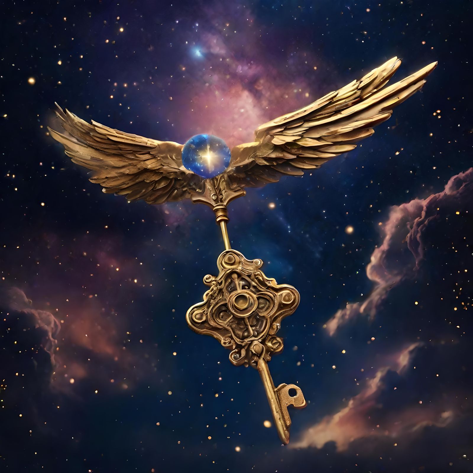 Peter Pan Soaring Through Galaxy with Gold Key