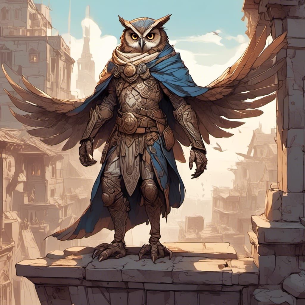 Fantasy Owl Sorcerer in Gaming Art Style
