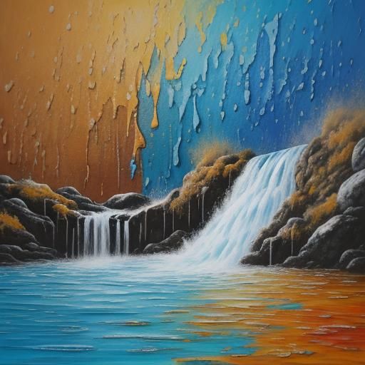 Abstract Waterfalls: Acrylic Impasto Painting