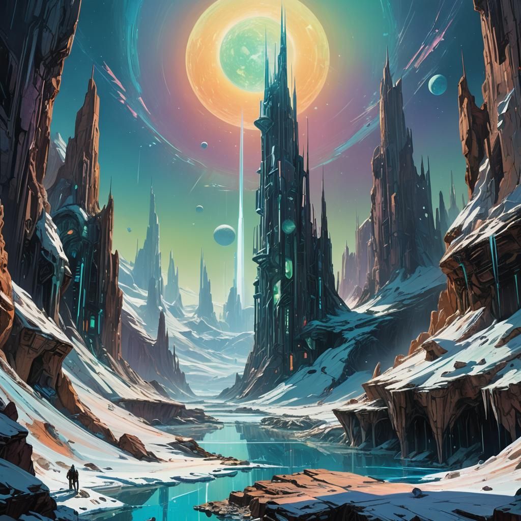 Futuristic City on Jupiter's Moon Ganymede