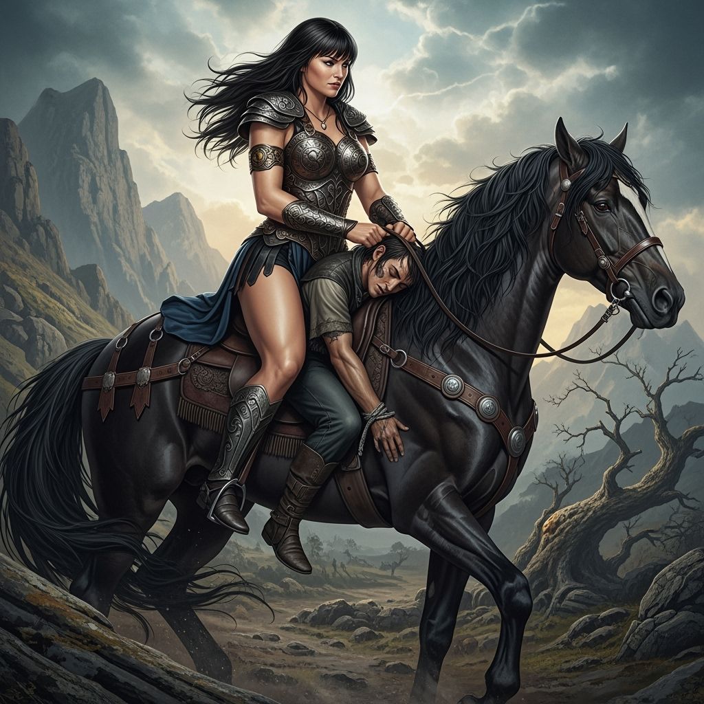 Xena Rides to Victory in Frank Frazetta Style
