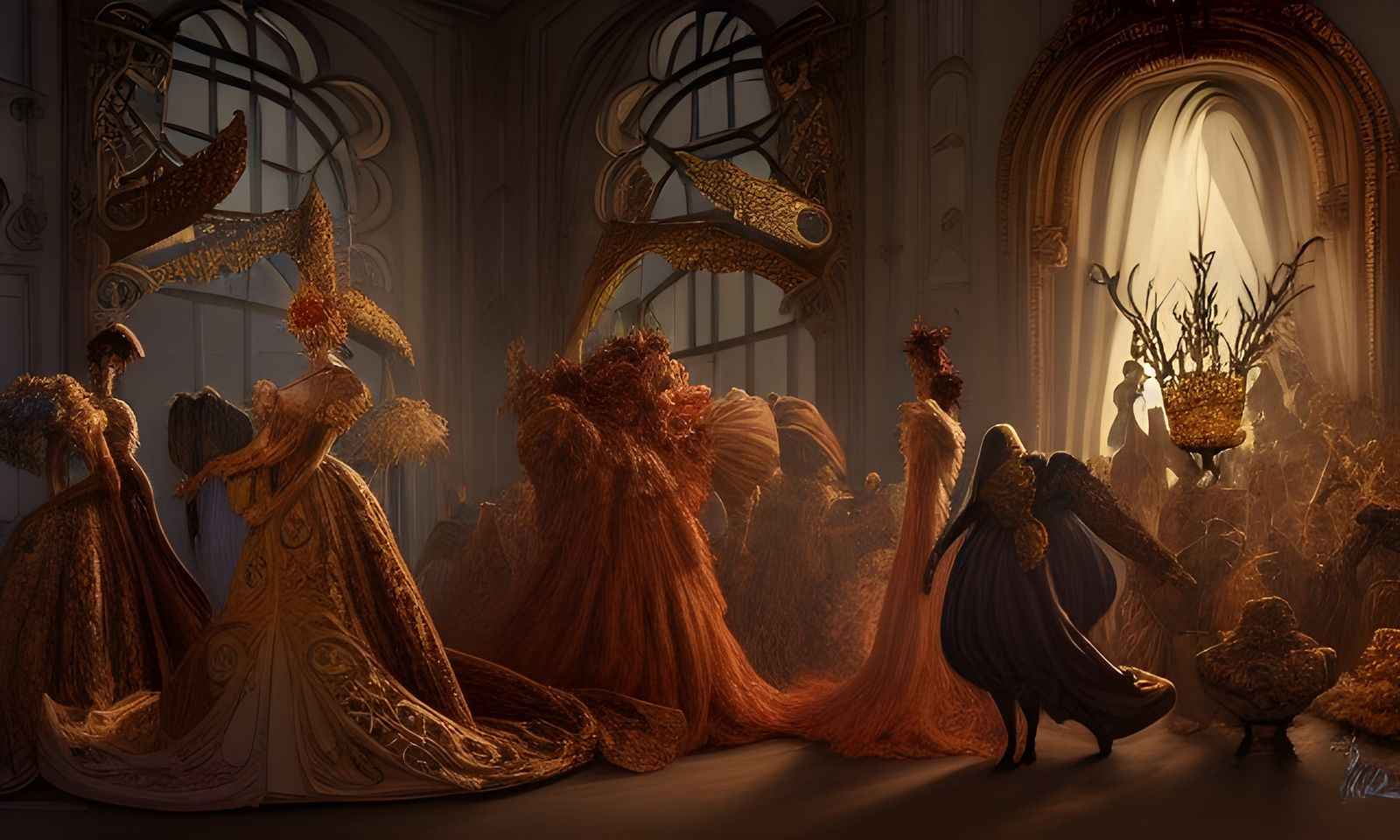 Elaborate Masquerade Ball in Vibrant Colors