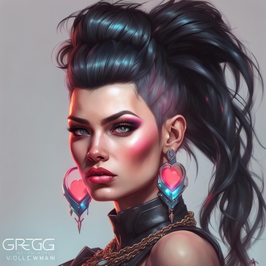 Punk Woman Portrait with Neon Highlights