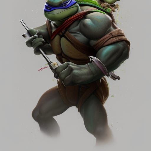 Leonardo TMNT Portrait in Art Nouveau Style