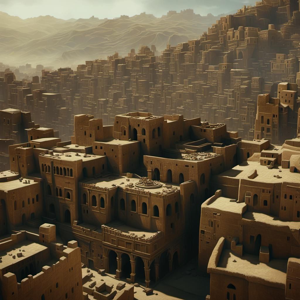 Ancient City of Sanaa: Cinematic Oil Painting