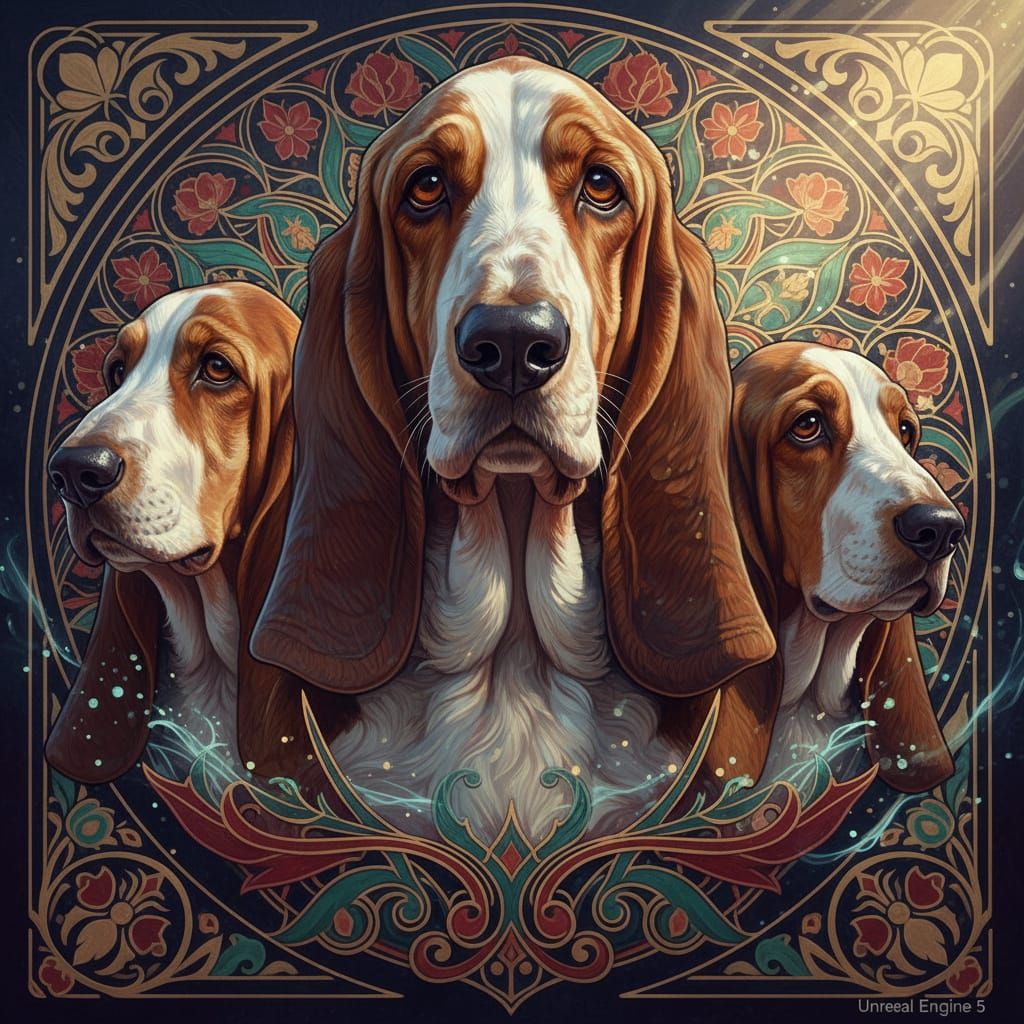 Basset Hound Portrait in Dynamic Lighting
