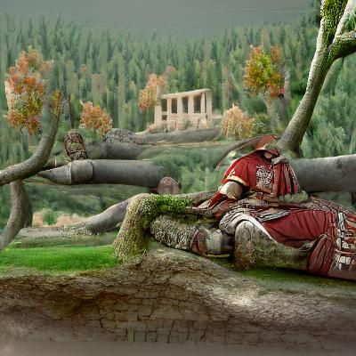 Roman Soldier Resting: Detailed Matte Painting