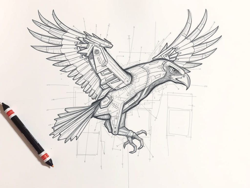 Cybernetic Eagle Study in Intricate Perspective