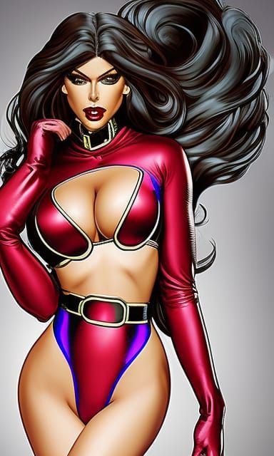 Comic Book Superheroine in Dynamic Pose