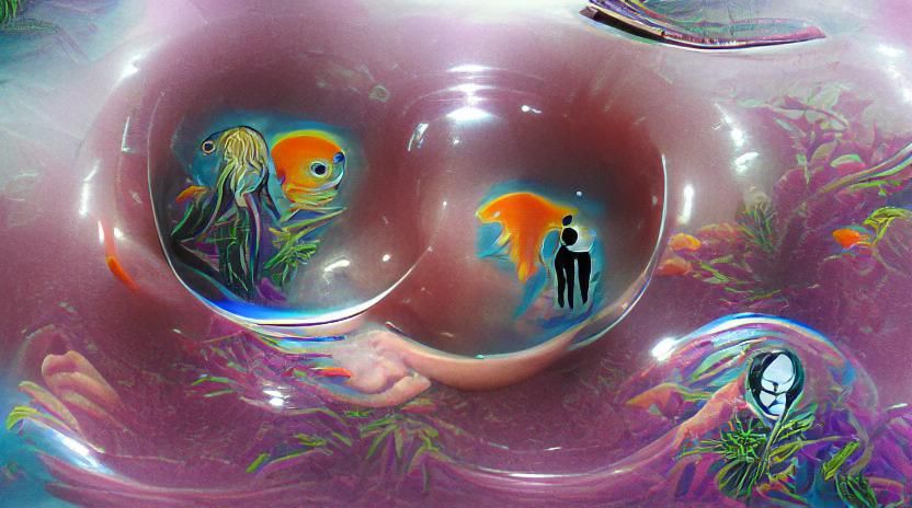Two Figures Contained in a Surreal Fishbowl