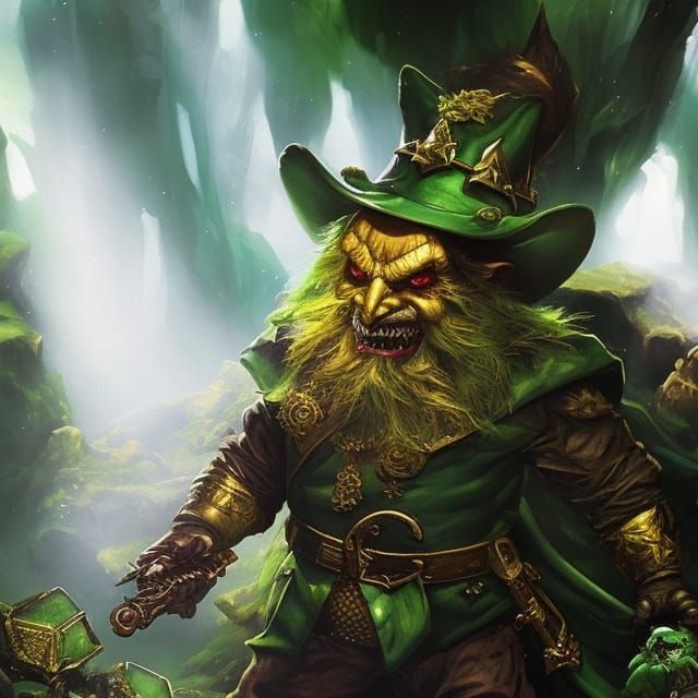 Malevolent Leprechaun Guarding Gold Hoard