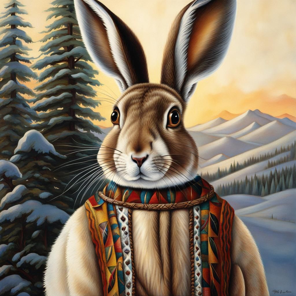 Snowshoe Hare in Native Dress