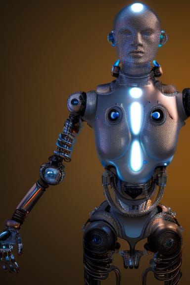 Photorealistic Android Movie Star Robot Character