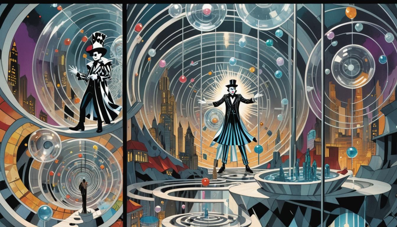 Comic Book Illustration: Pierrot in Glass Labyrinth
