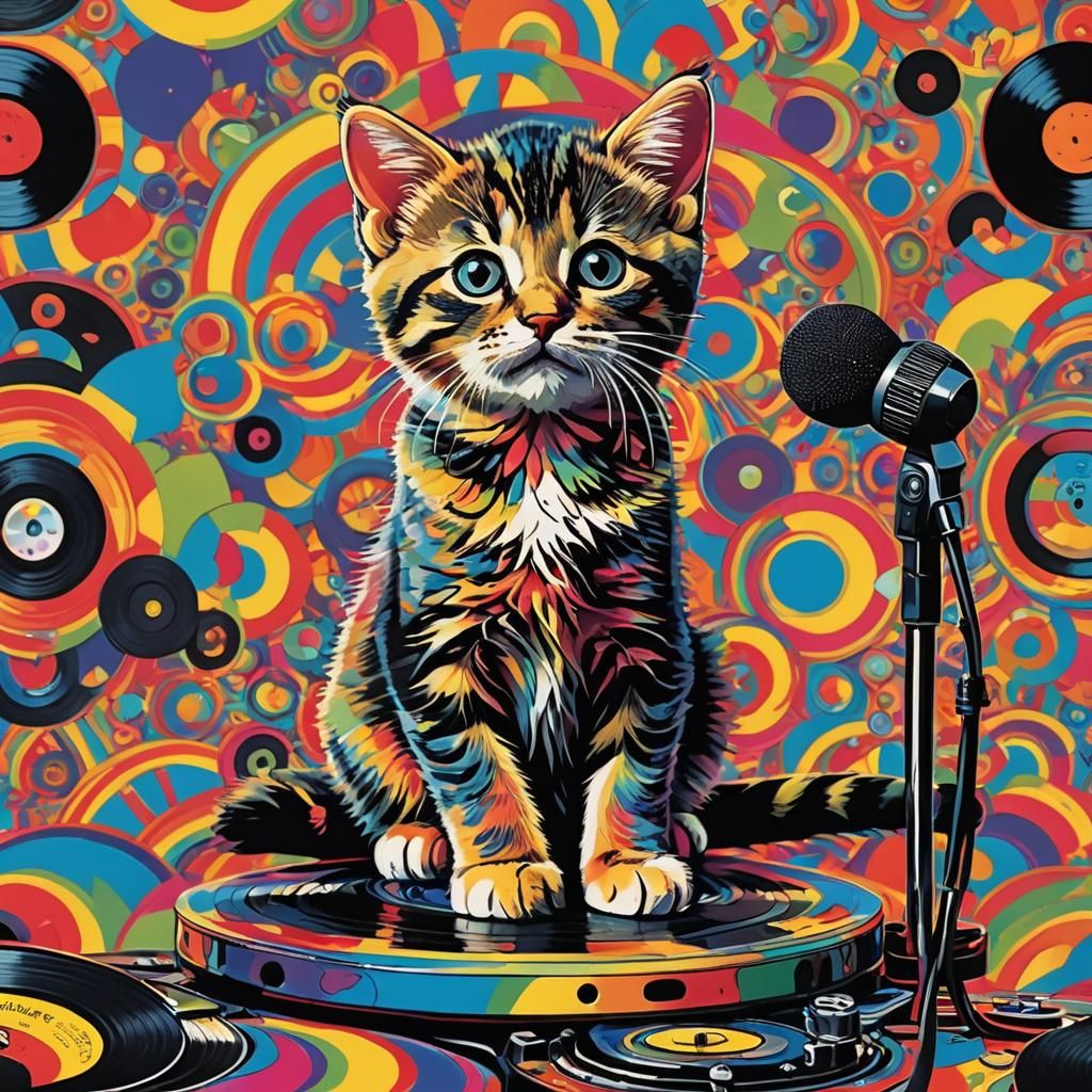 Psychedelic Pop Art Kitten Album Cover