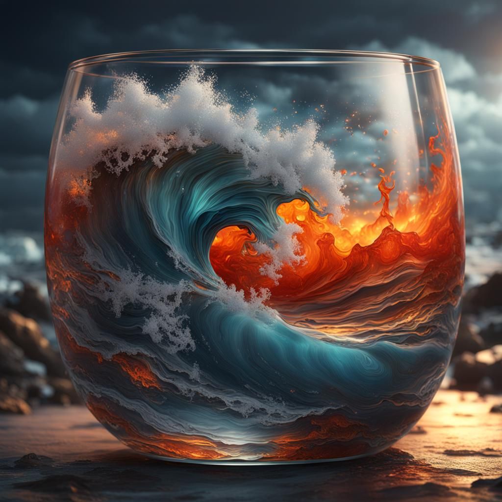 Stormy Sea in Glass: Detailed Matte Painting