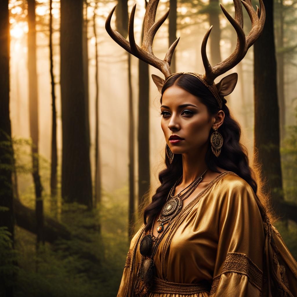 Cherokee Deer Woman in Appalachian Forest