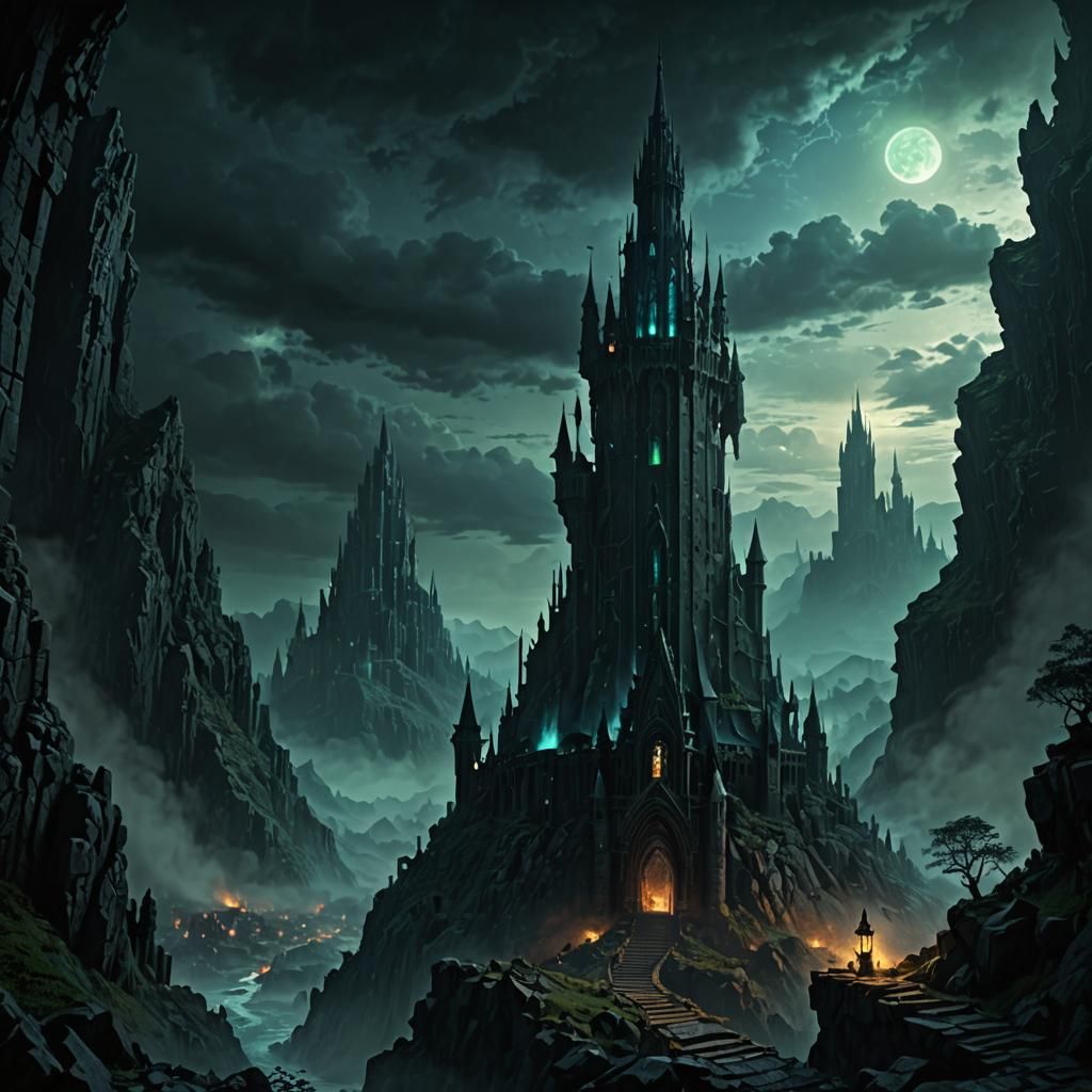 Tower of Herobrine: Dark Fantasy Matte Painting