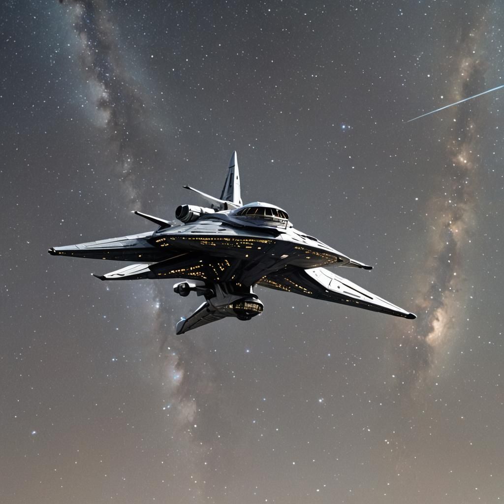 The Starlight Ship and Captain Elara Nyx in Space