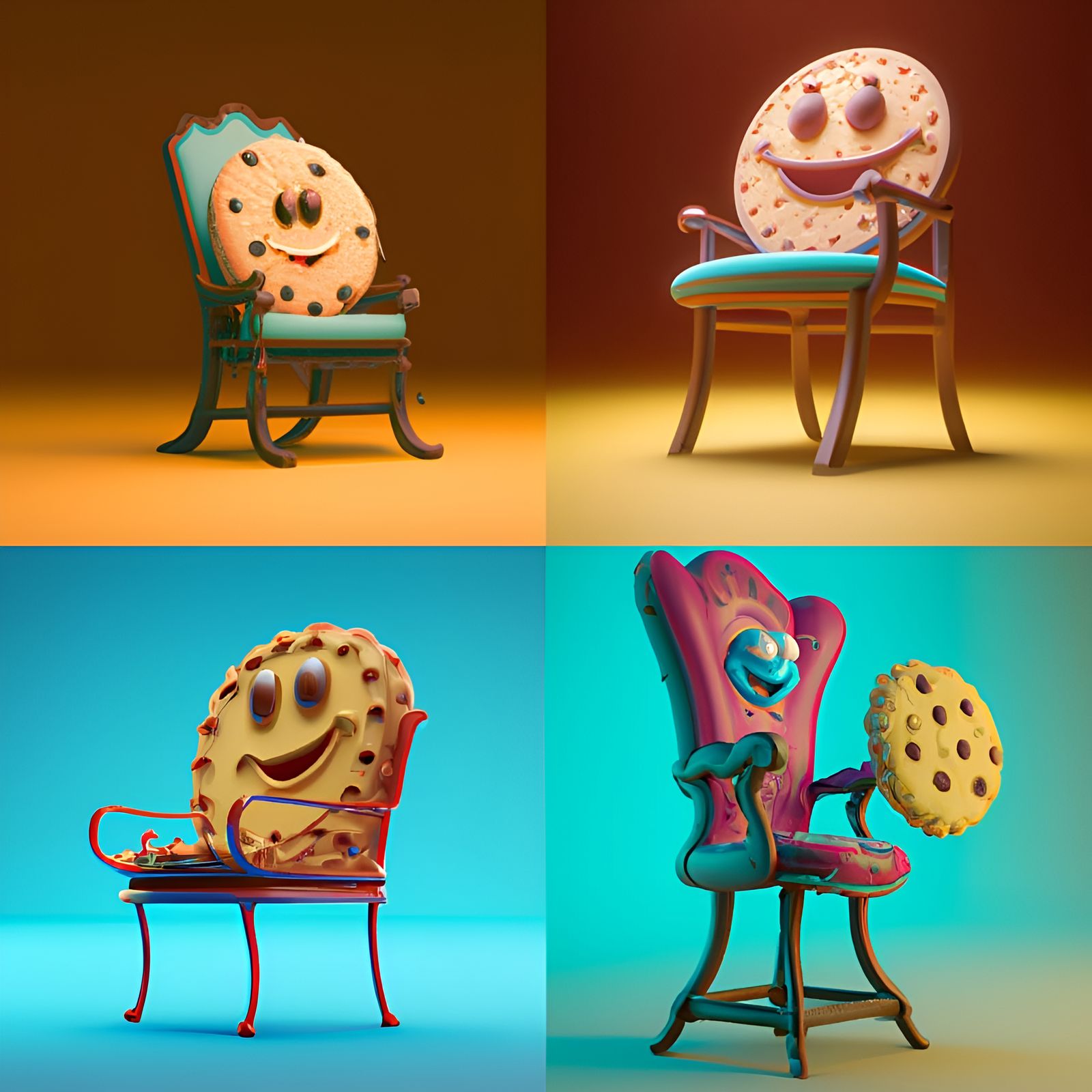 Chair with Cookie Smile: 3D Digital Art