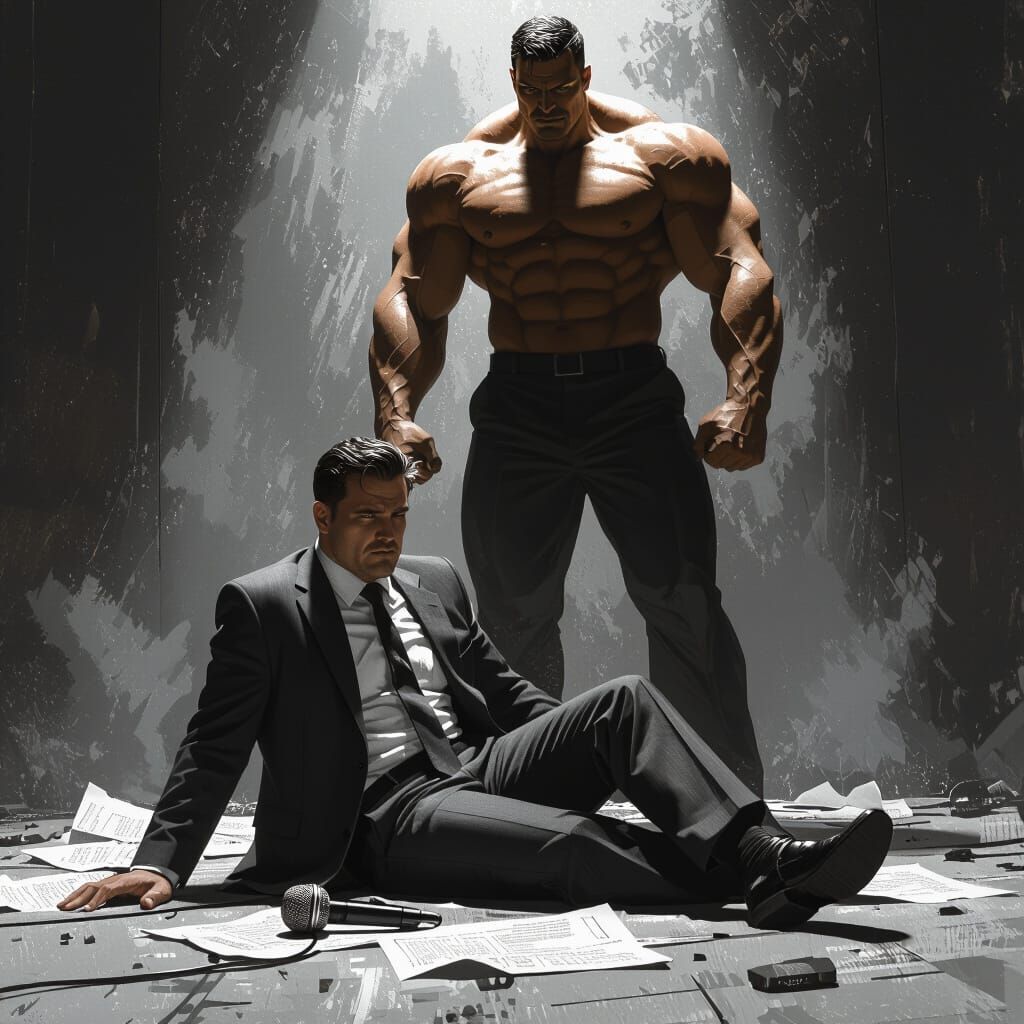 Dramatic Confrontation in Retro-Futuristic Style