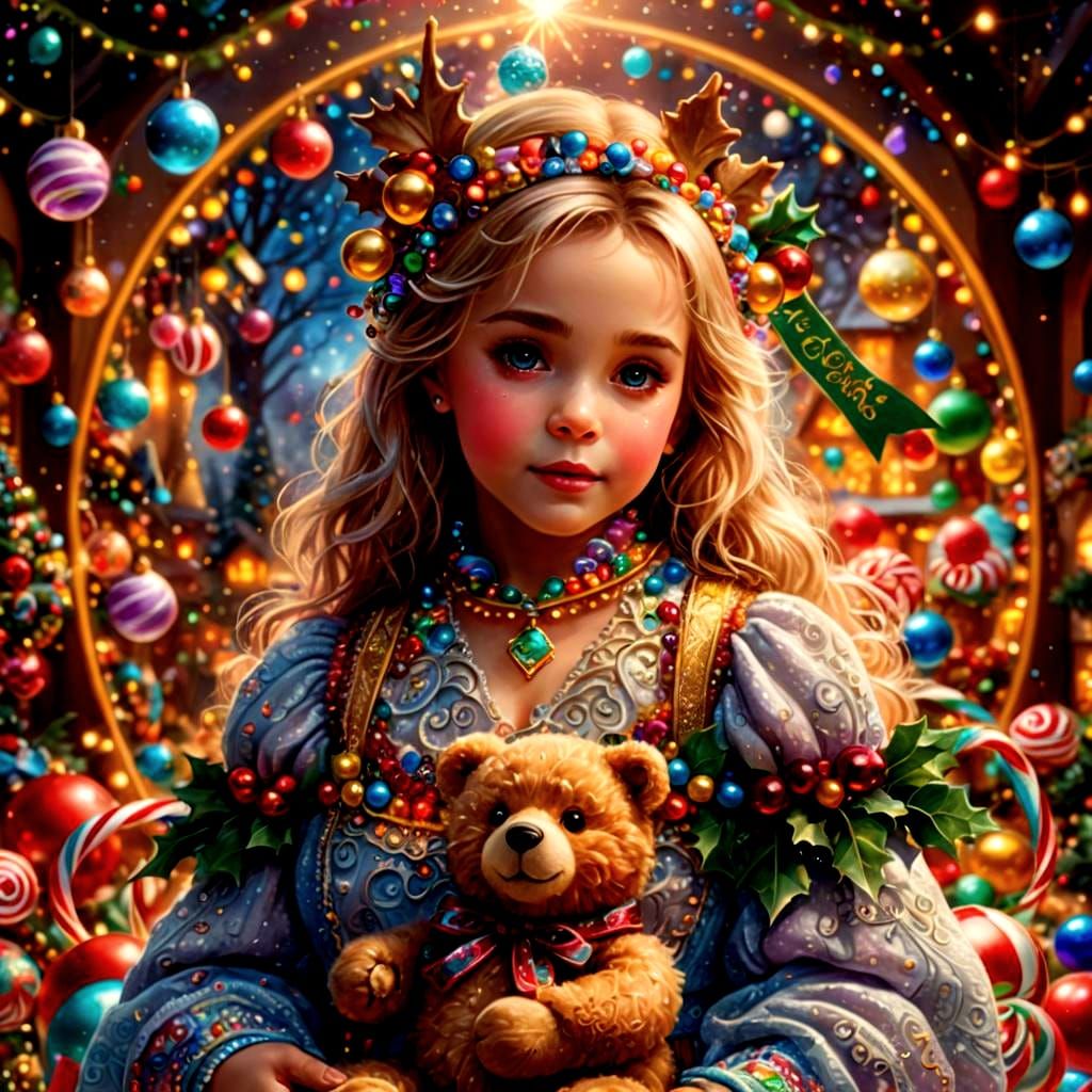 Magical Teddy Bear Christmas Wonderland in Candy Art Style