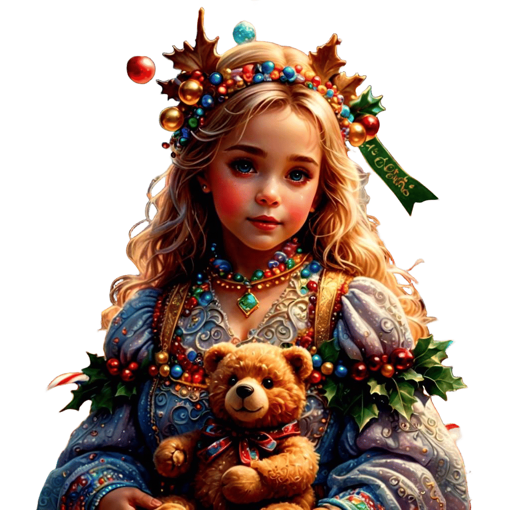 Magical Teddy Bear Christmas Wonderland in Candy Art Style