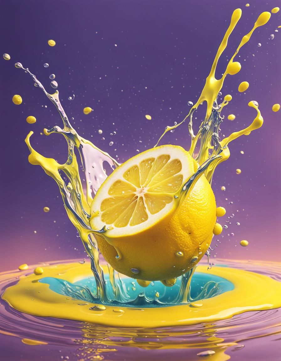Lemon Splash: Hyperrealistic Liquid Art