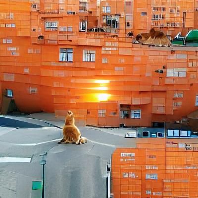 Orange Cat Dominates the World: Cartoon Art