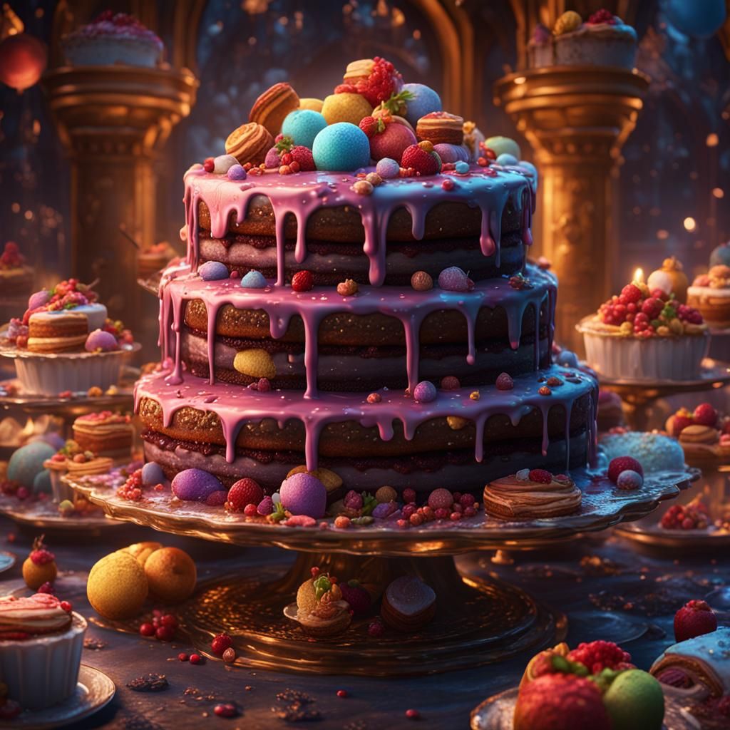 Fantastical World Made of Cakes: Digital Art