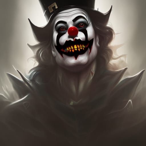 Evil Halloween Clown Portrait: Trending Artstation Artwork