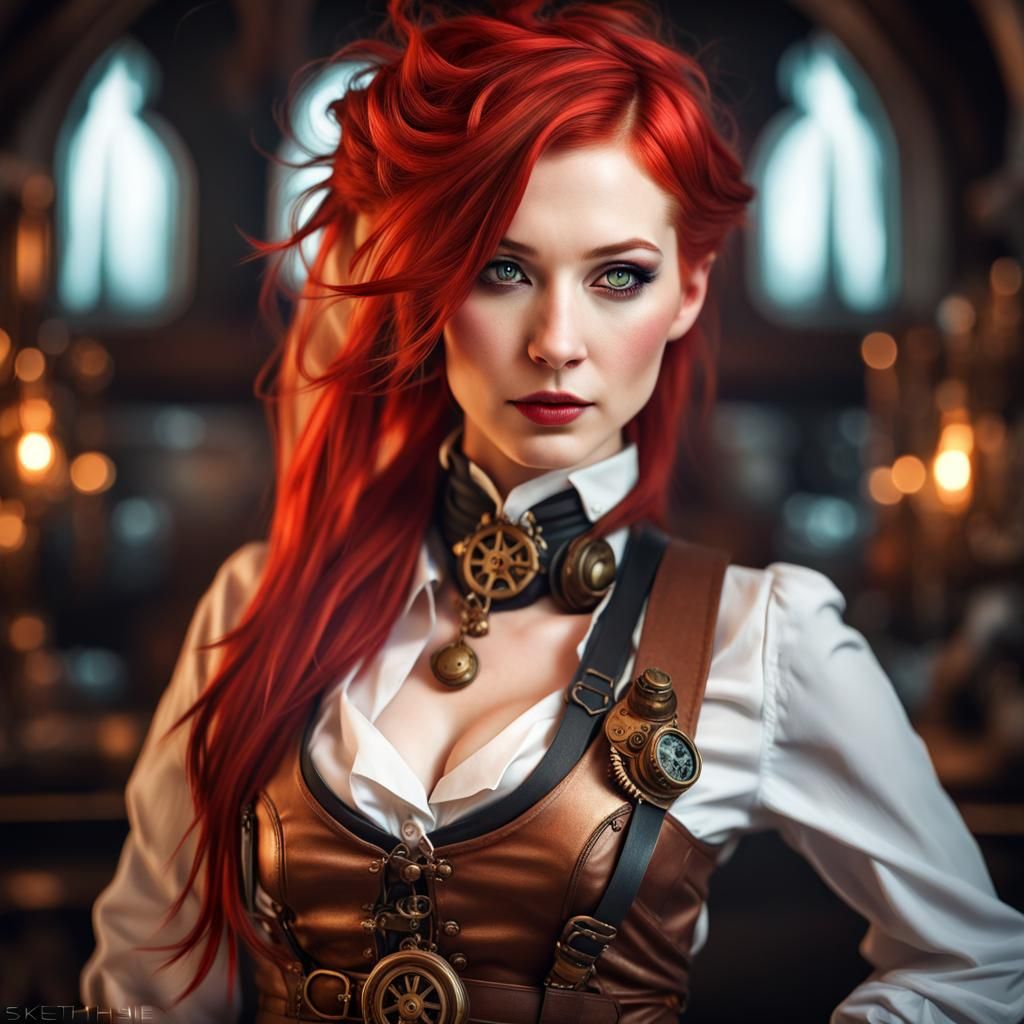 Steampunk Kitsune Artificer Girl in Dreamlike Portrait