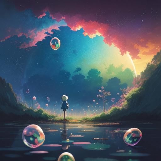 Jelly Bubbles in Studio Ghibli Anime Style