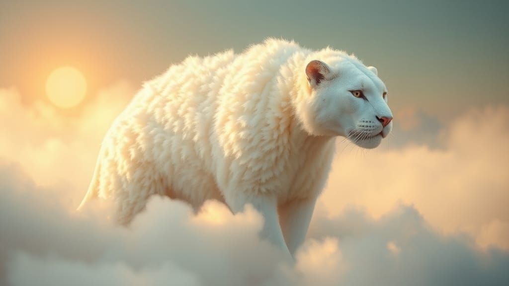 Surreal Cloud Panther in Soft Pastel Hues