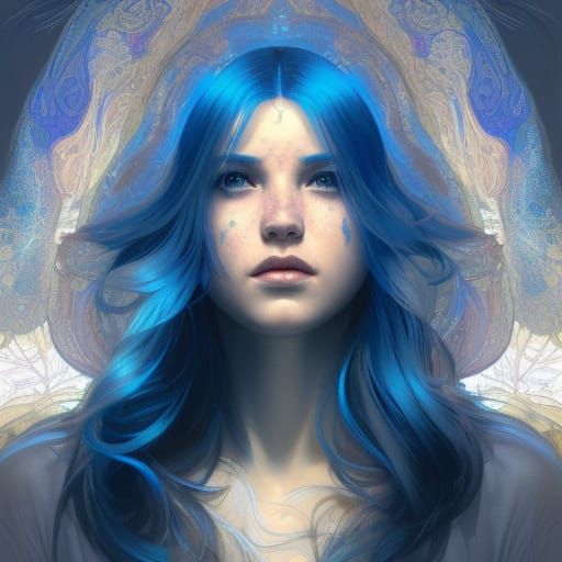 Blue Glass Python Portrait in Hyperdetailed Style