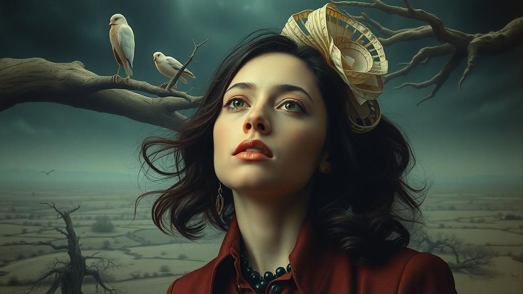 Surreal Dreamscape: A Forlorn Woman's Trance