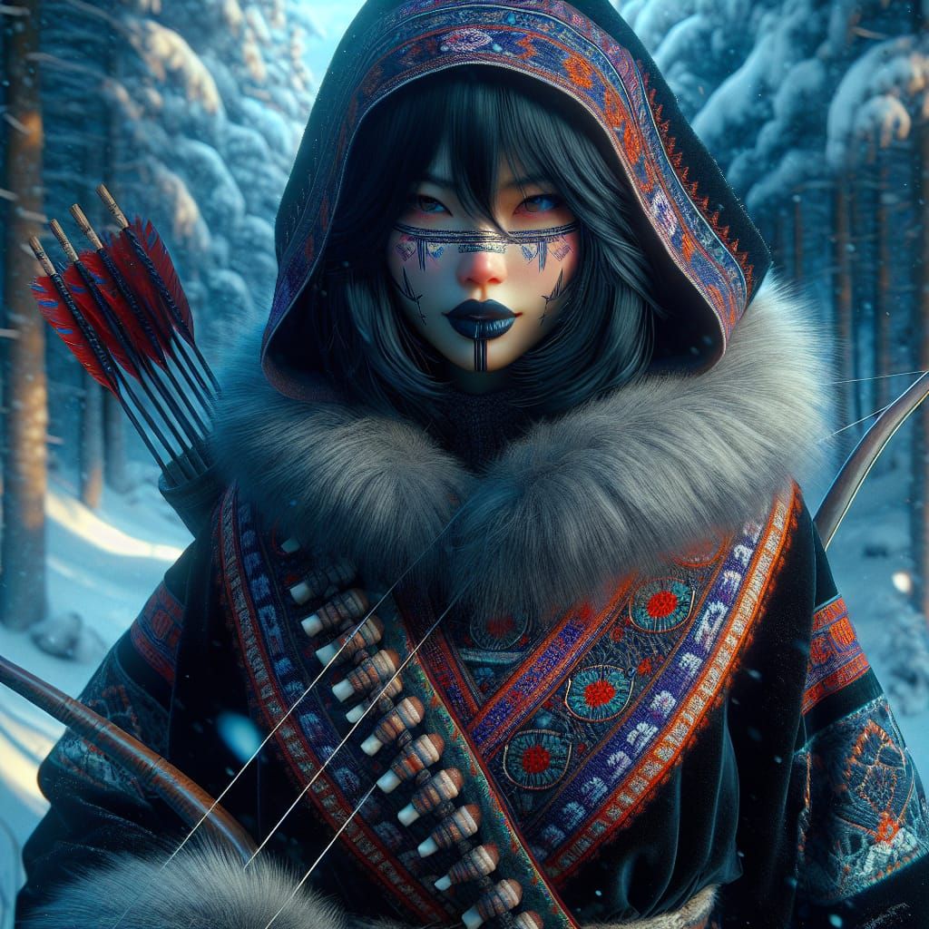 Ainu Goddess of the Hunt in a Traditional Attire