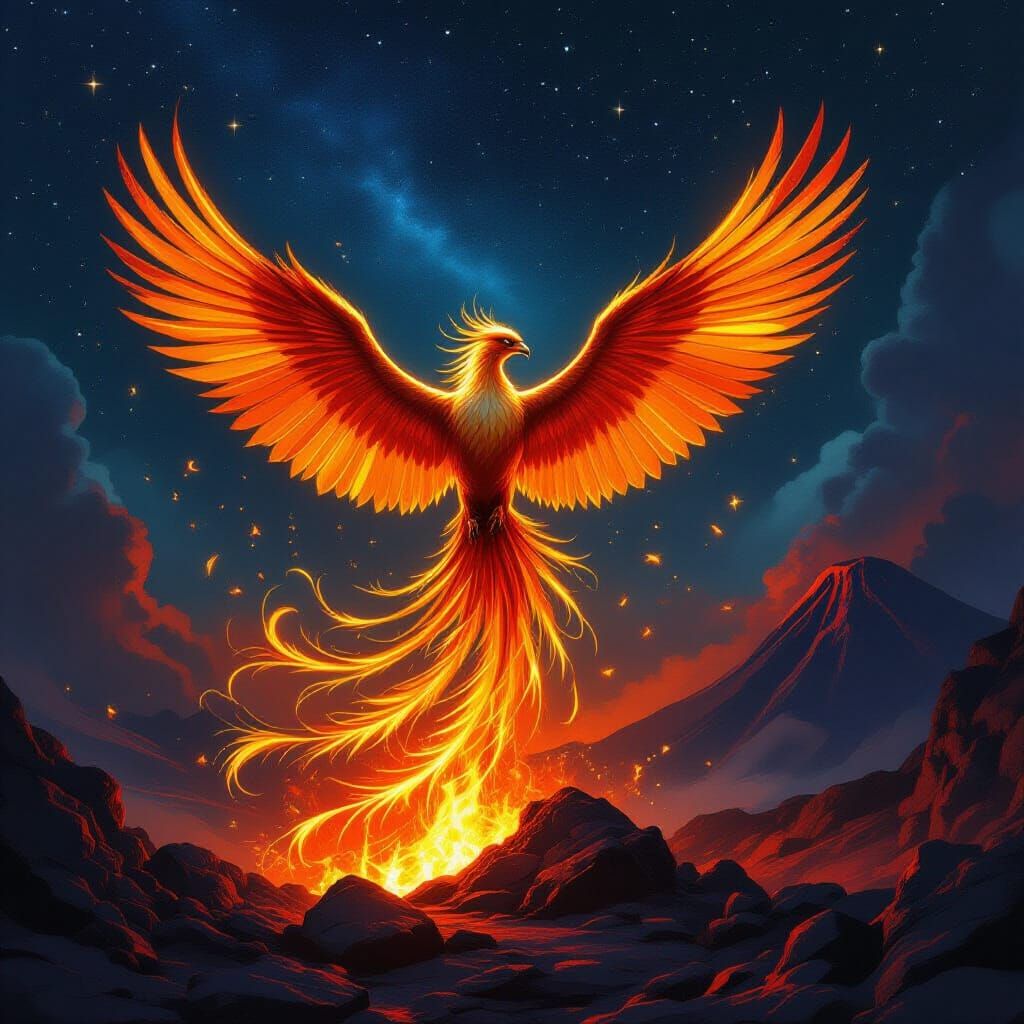 Majestic Phoenix Rising in Epic Fantasy Art
