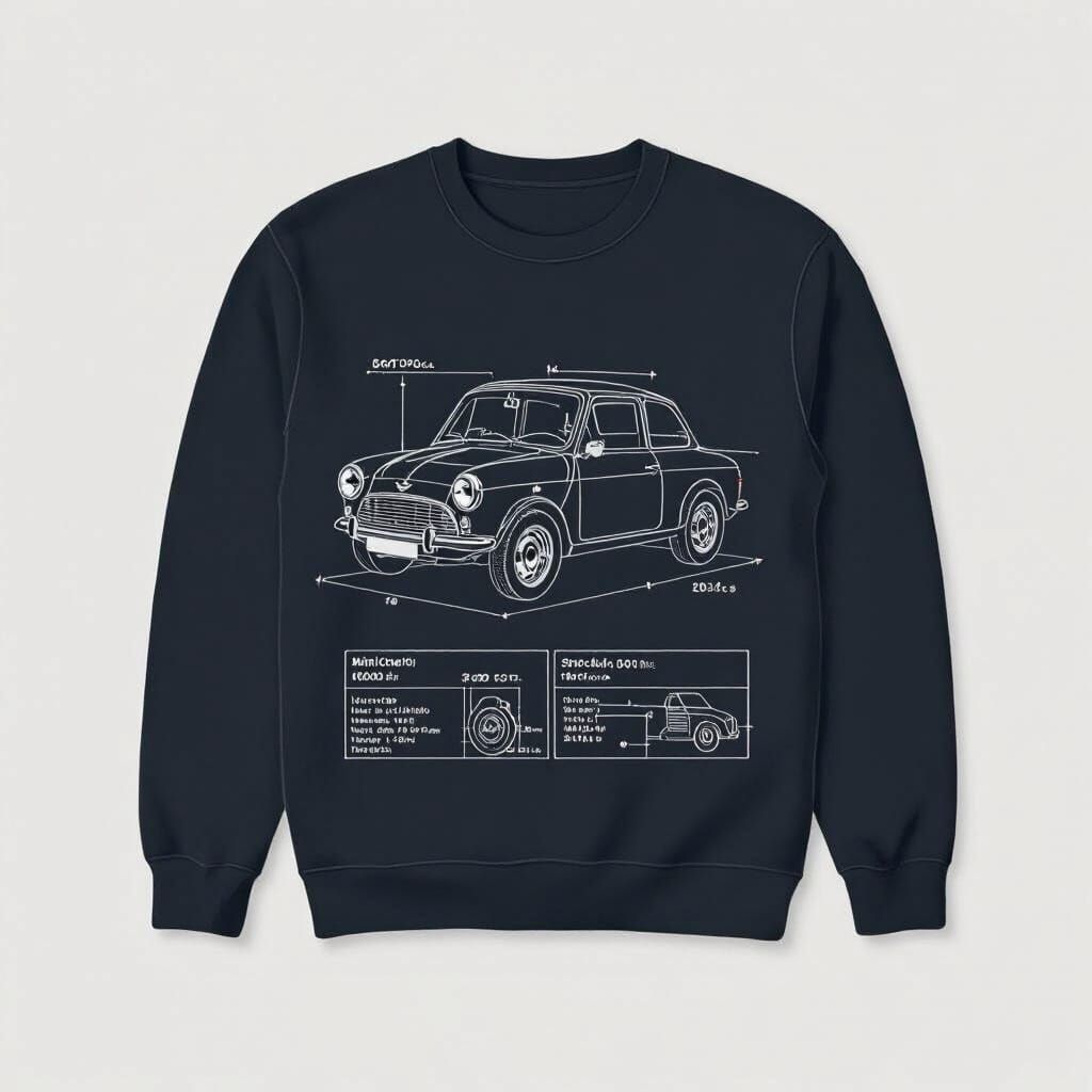 Blueprint Style Mini Innocenti 1000 Mk2 Sweater Print