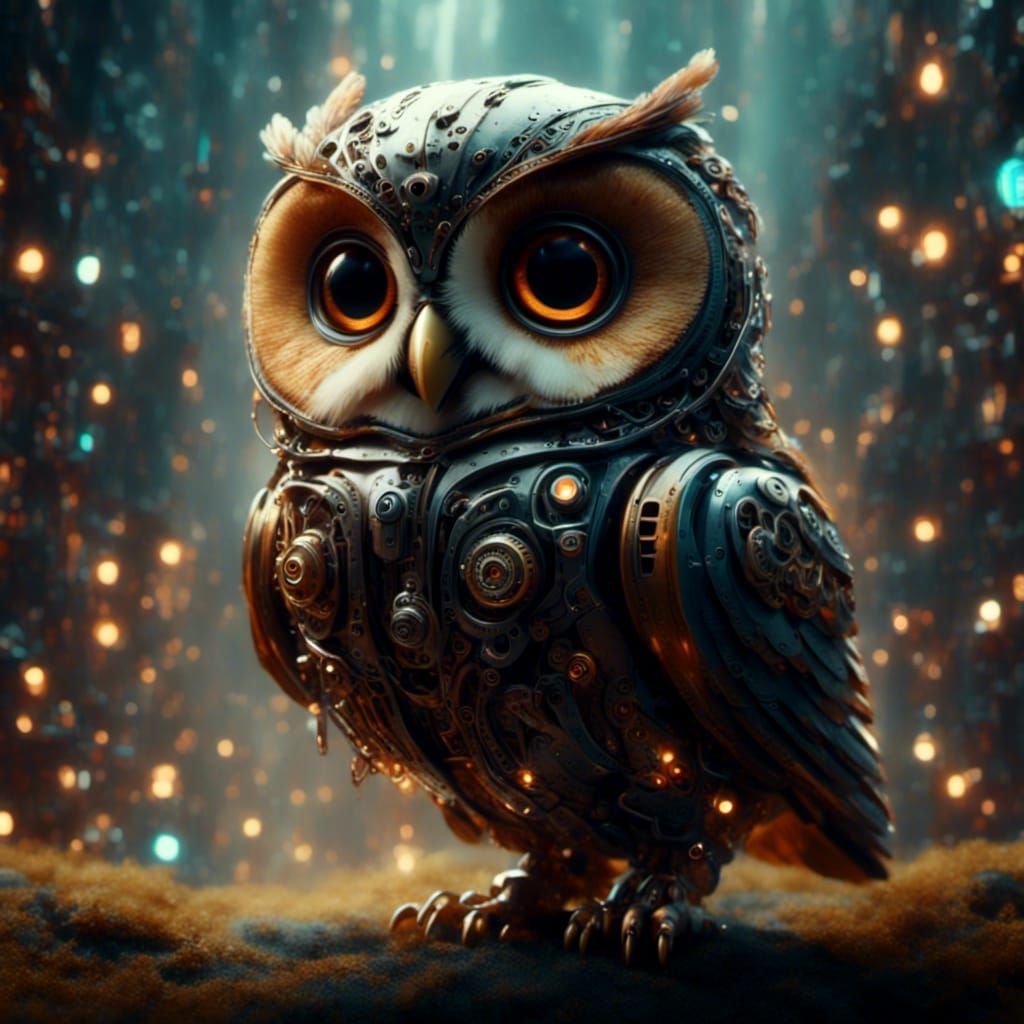 Chibi Mecha Owl with Pilot Cockpit Forehead