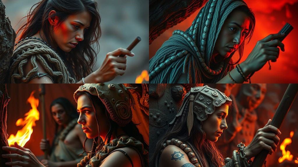 Paleolithic Woman in Primal Wilderness