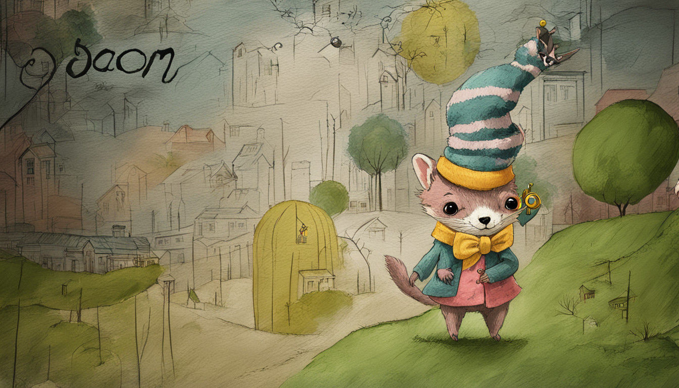 Ferret in Winter Wonderland: A Whimsical Cartoon Character D...