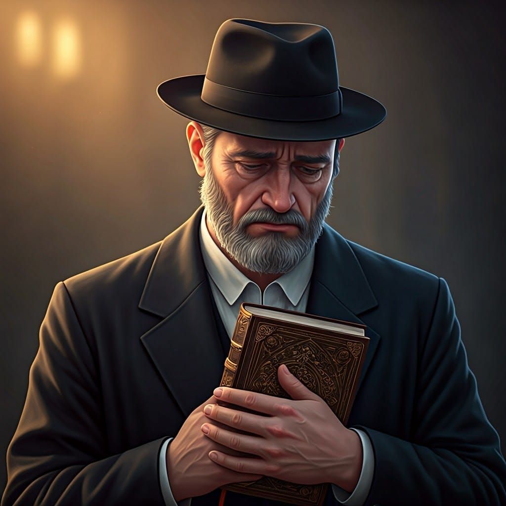 Sad Lithuanian Man with Book, in Anime Style