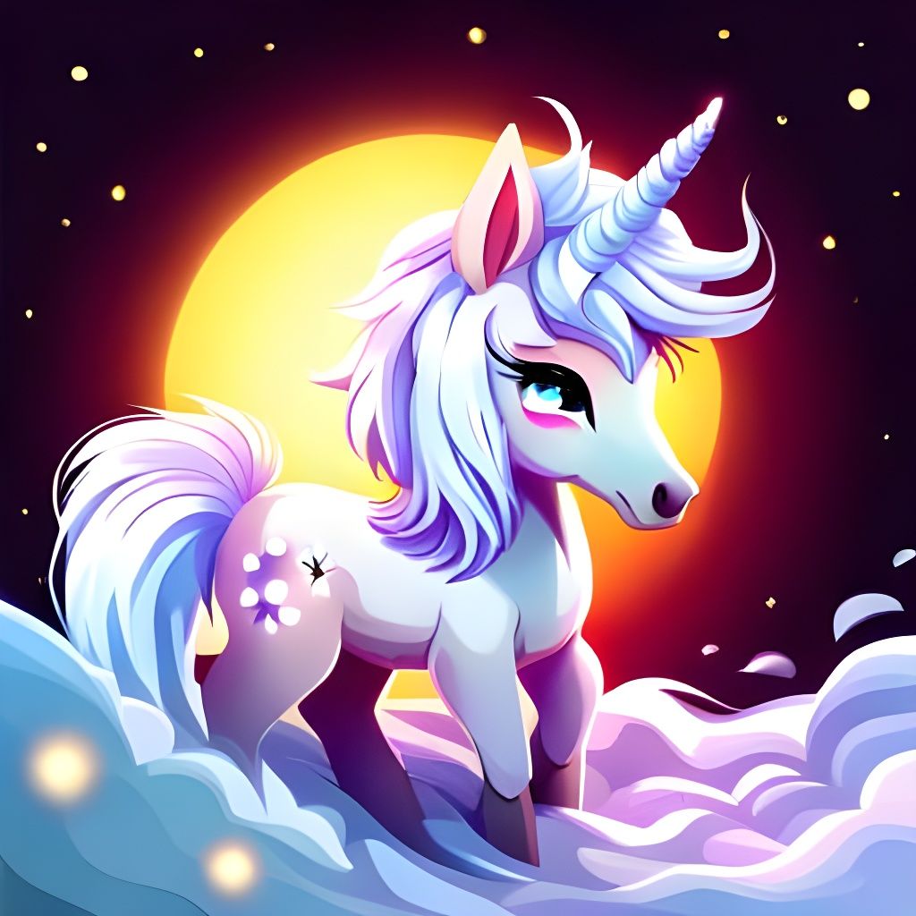 Adorable Chibi Unicorn with Sparkly Eyes
