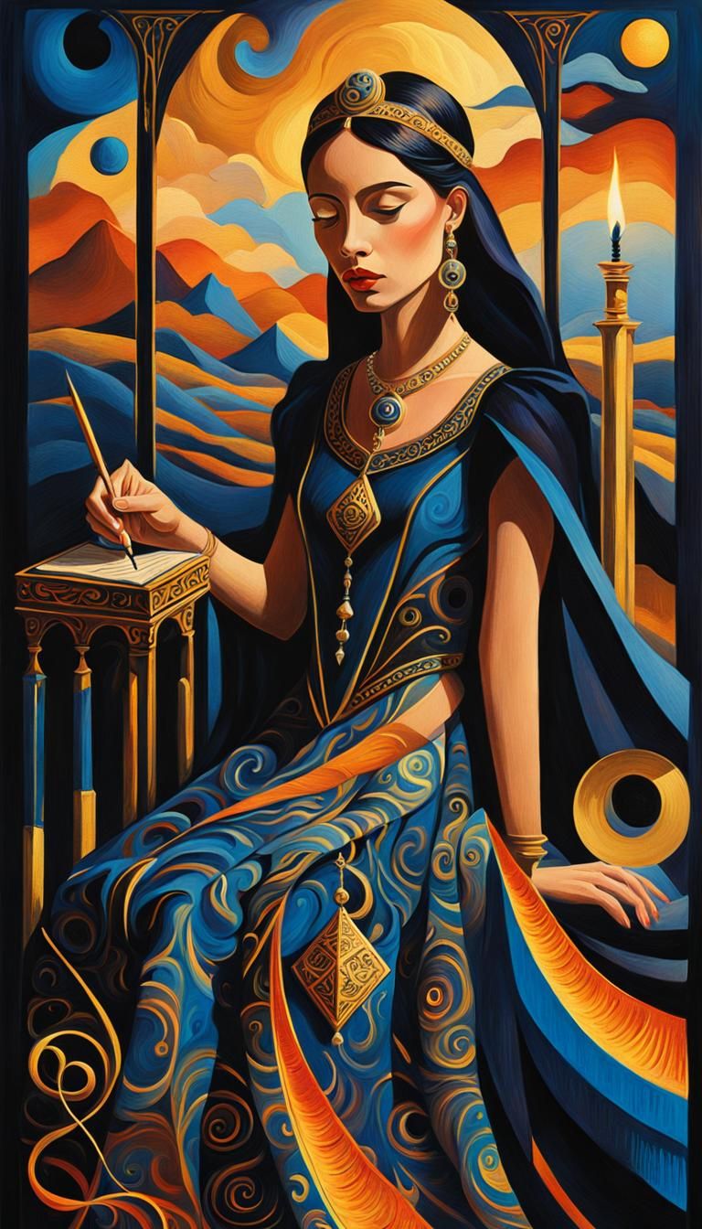 Surrealist Cubist Tarot Card: Death and Destiny