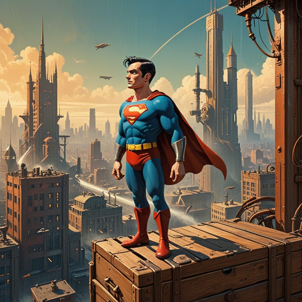 Steam-Powered Pinocchio Rises from Retro-Futuristic Cityscap...