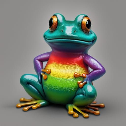 Vibrant Rainbow Frog Enjoys Tango in a Whimsical Dance